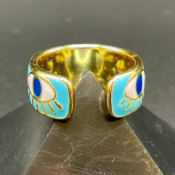 Evil Eye Enamel and Copper Adjustable Ring #1209 LT BLUE - Picture 11 of 16
